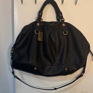 Marc Jacobs Black Leather Hobo Bag with Gold Accents